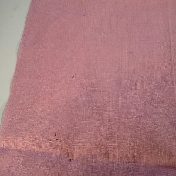 VTG Linen Handmade Pink & Green Floral Embroidery Tea Towel Shabby Chic READ - Picture 5 of 7